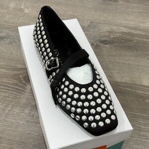 New Katy Parry Black Studded Mary Jane Flats